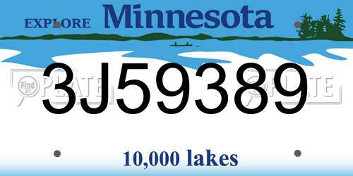 3J59389 Minnesota License Plate