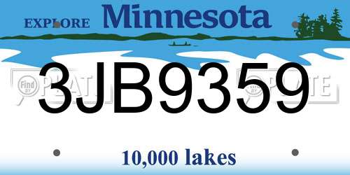 3JB9359 Minnesota License Plate
