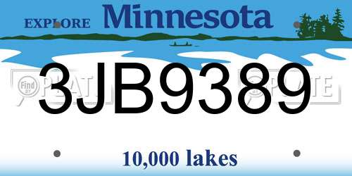 3JB9389 Minnesota License Plate