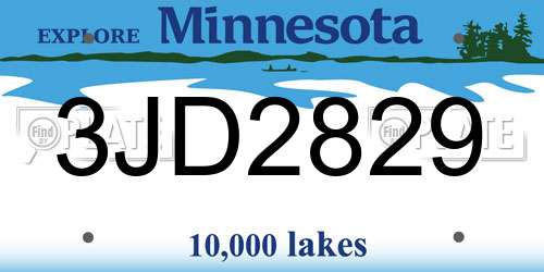3JD2829 Minnesota License Plate