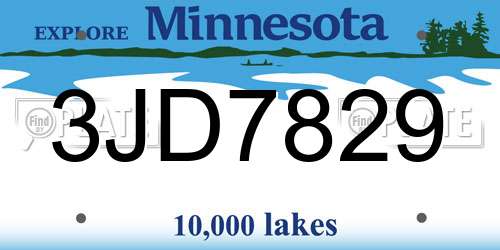 3JD7829 Minnesota License Plate