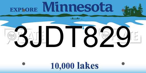 3JDT829 Minnesota License Plate