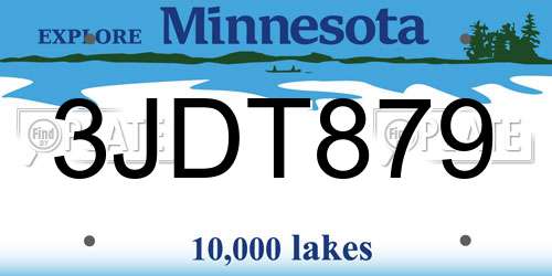 3JDT879 Minnesota License Plate
