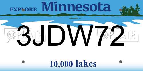 3JDW72 Minnesota License Plate