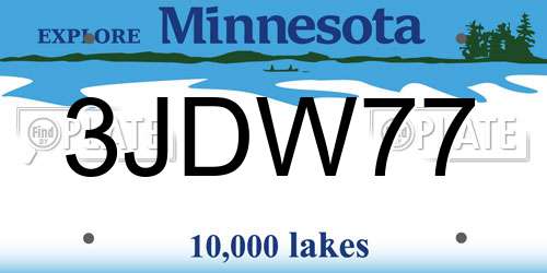 3JDW77 Minnesota License Plate