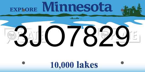 3JO7829 Minnesota License Plate