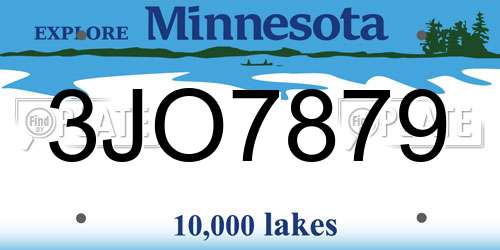 3JO7879 Minnesota License Plate