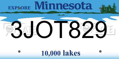 3JOT829 Minnesota License Plate