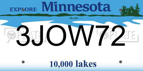 3JOW72 Minnesota License Plate