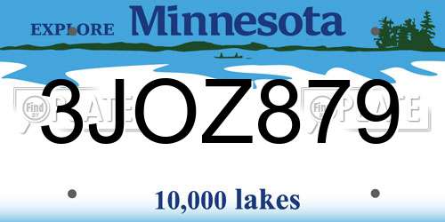 3JOZ879 Minnesota License Plate
