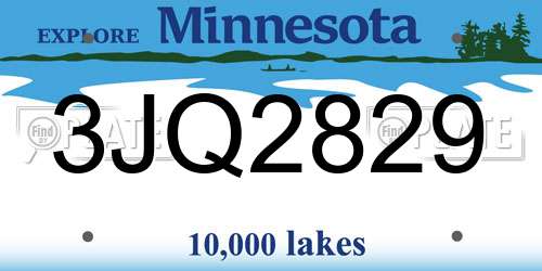 3JQ2829 Minnesota License Plate