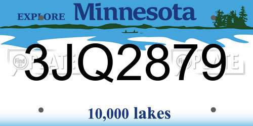 3JQ2879 Minnesota License Plate