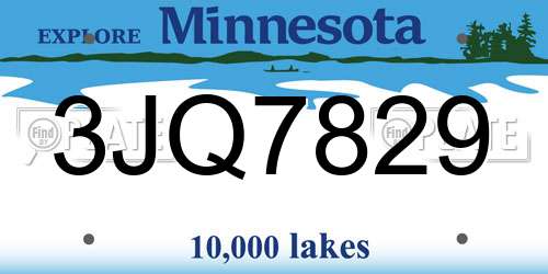 3JQ7829 Minnesota License Plate