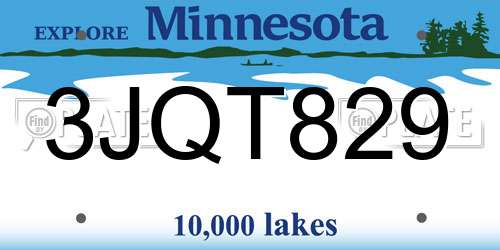 3JQT829 Minnesota License Plate