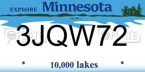 3JQW72 Minnesota License Plate