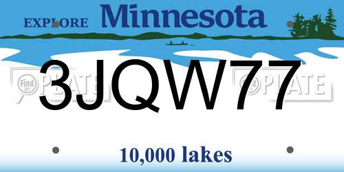 3JQW77 Minnesota License Plate