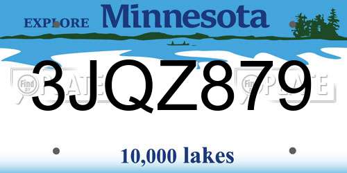 3JQZ879 Minnesota License Plate