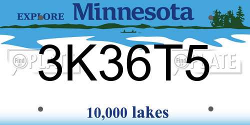 3K36T5 Minnesota License Plate