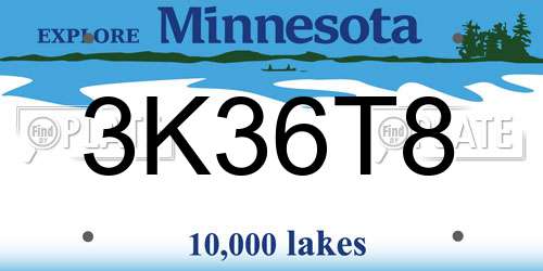 3K36T8 Minnesota License Plate