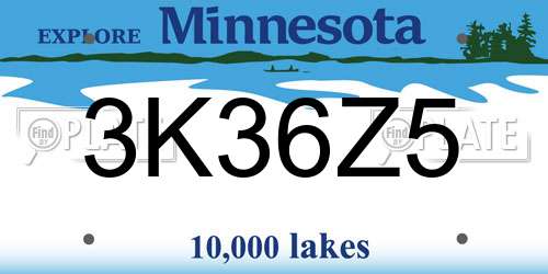 3K36Z5 Minnesota License Plate
