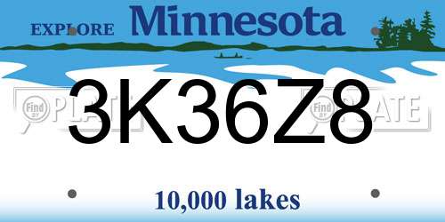 3K36Z8 Minnesota License Plate