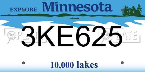 3KE625 Minnesota License Plate