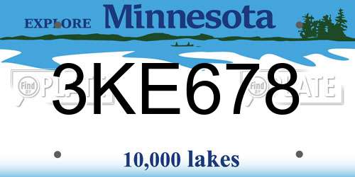 3KE678 Minnesota License Plate