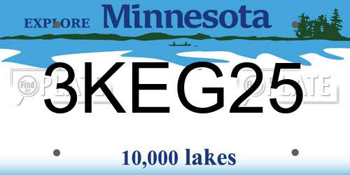 3KEG25 Minnesota License Plate