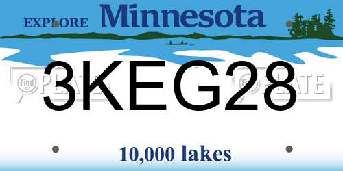 3KEG28 Minnesota License Plate