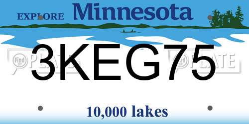 3KEG75 Minnesota License Plate