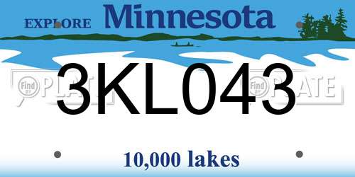 3KL043 Minnesota License Plate