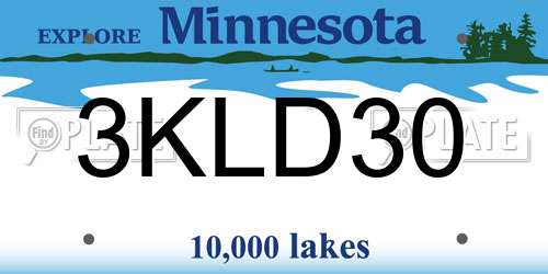 3KLD30 Minnesota License Plate