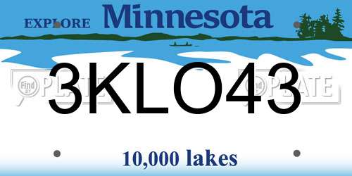 3KLO43 Minnesota License Plate
