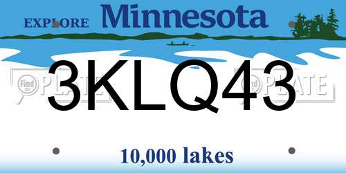 3KLQ43 Minnesota License Plate