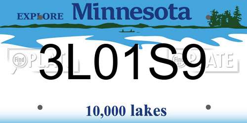 3L01S9 Minnesota License Plate
