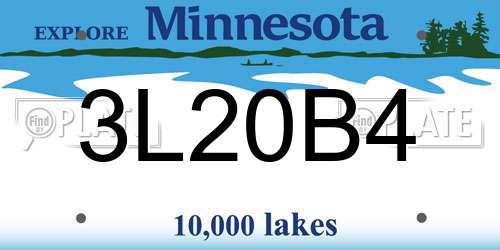 3L20B4 Minnesota License Plate