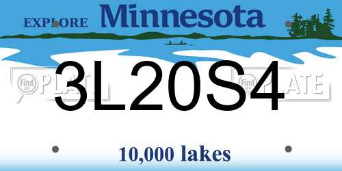 3L20S4 Minnesota License Plate