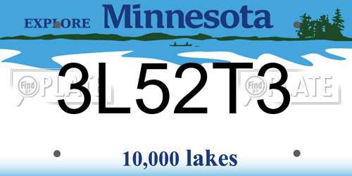 3L52T3 Minnesota License Plate