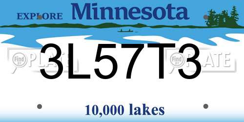 3L57T3 Minnesota License Plate