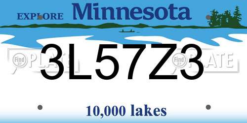3L57Z3 Minnesota License Plate