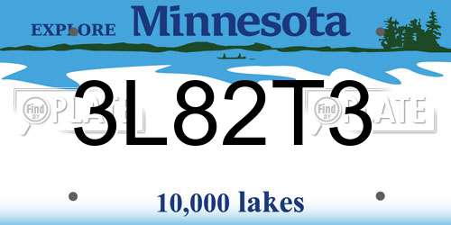 3L82T3 Minnesota License Plate