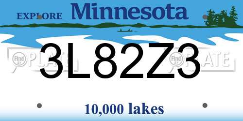 3L82Z3 Minnesota License Plate