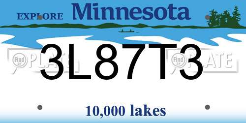 3L87T3 Minnesota License Plate