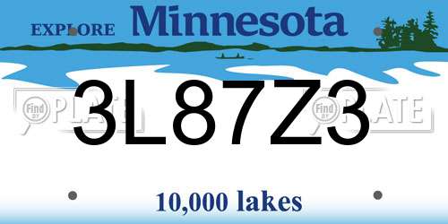 3L87Z3 Minnesota License Plate