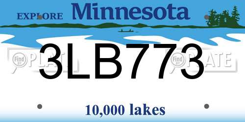 3LB773 Minnesota License Plate