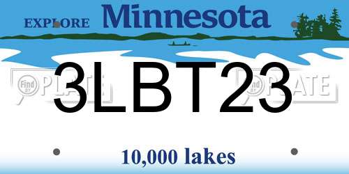 3LBT23 Minnesota License Plate