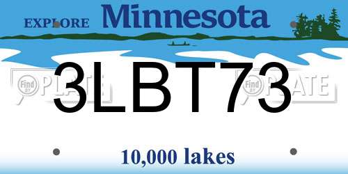 3LBT73 Minnesota License Plate