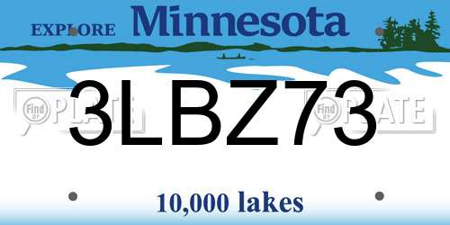 3LBZ73 Minnesota License Plate