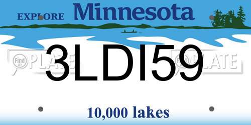 3LDI59 Minnesota License Plate