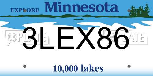 3LEX86 Minnesota License Plate